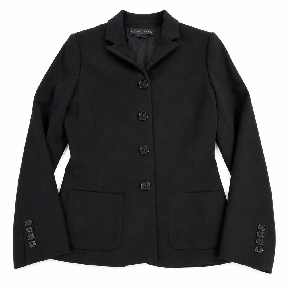Ralph Lauren Wool Blazer – 6 Black Four Button Made in Italy